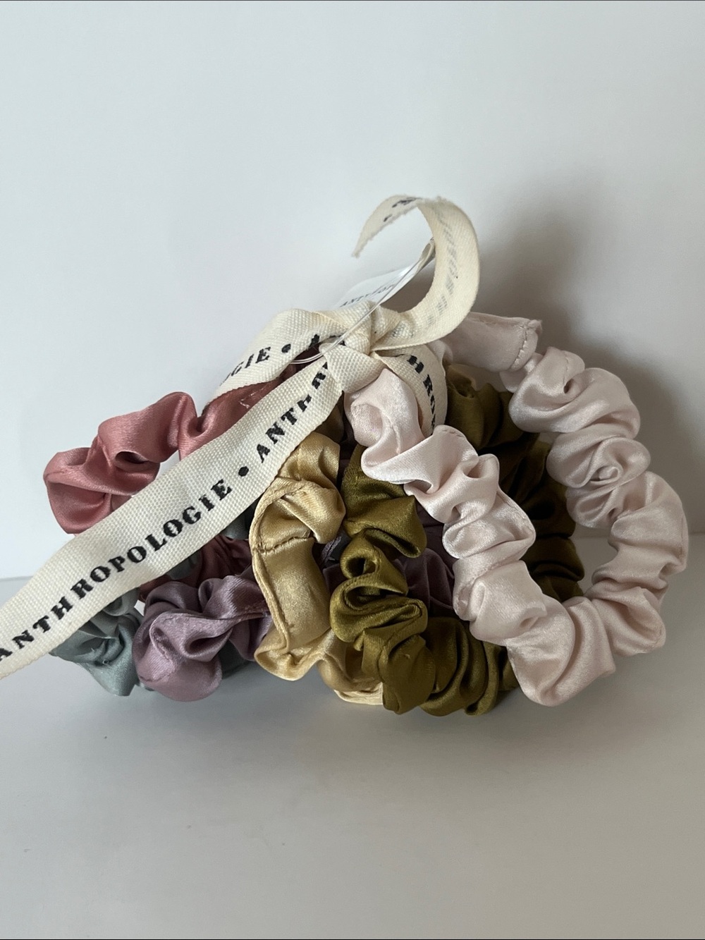 Anthropologie Satin Scrunchie Set in Rose, Olive, Gold, Lavender, Blush, Sage